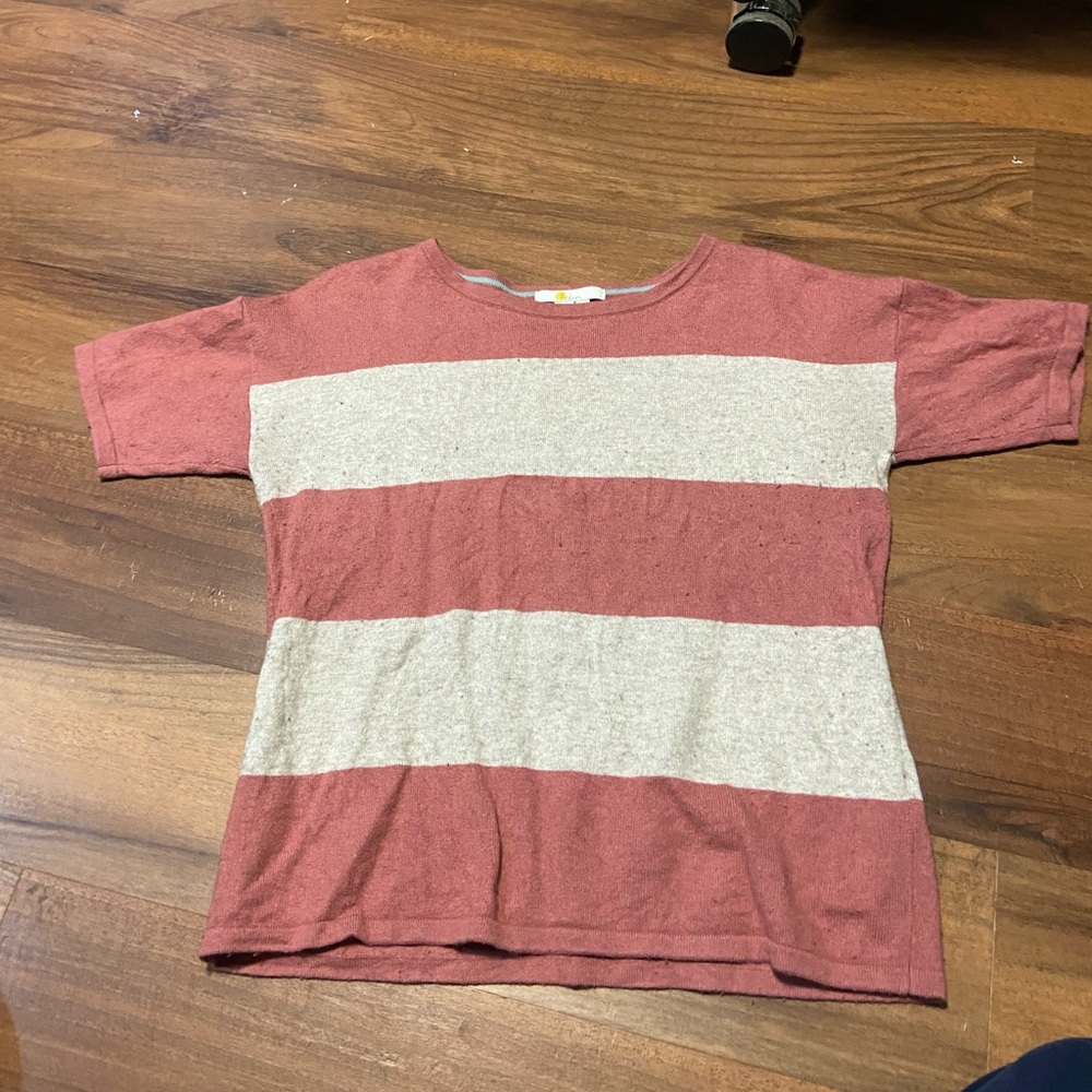 Boden Pink and Cream Striped Sweater